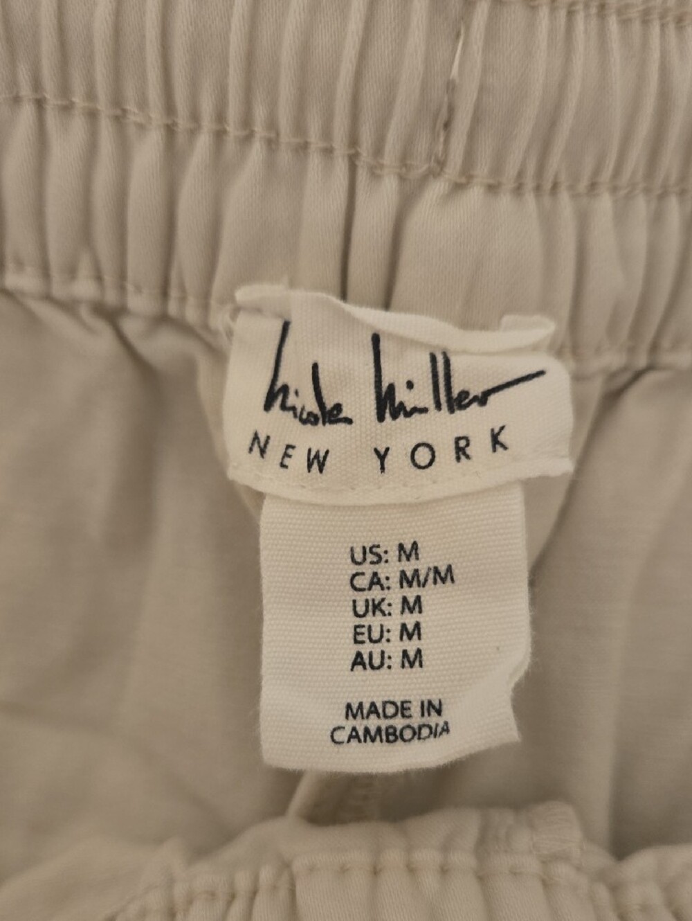 ⛱️Nicole Miller Cream Drawstring Elastic Waist Pants - Picture 2 of 11